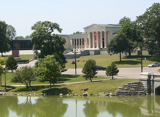 Albright-Knox Art Gallery, rear, overlooking the lake in Delaware Park