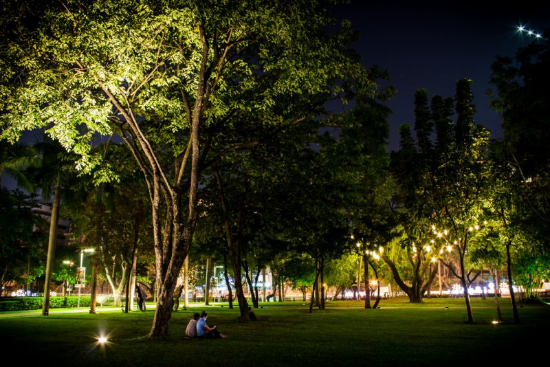 The Ayala Triangle at Night