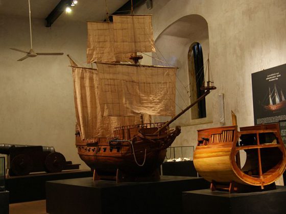 Exhibits of maritime artefacts at the National Maritime Museum in Galle Fort
