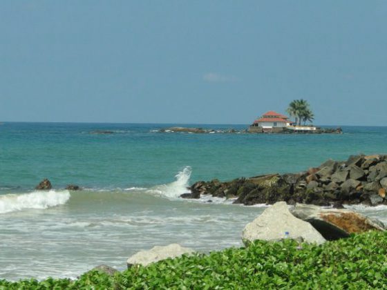 Seenigama temple in the sea near Hikkaduwa